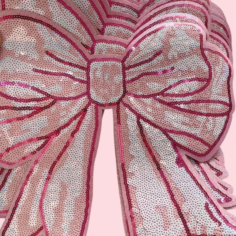 Pink Sequin Large Bow Patch